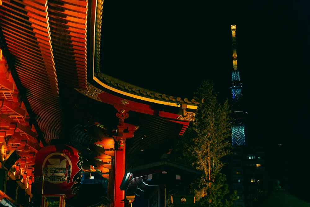 東京淺草自由行景點淺草寺夜景